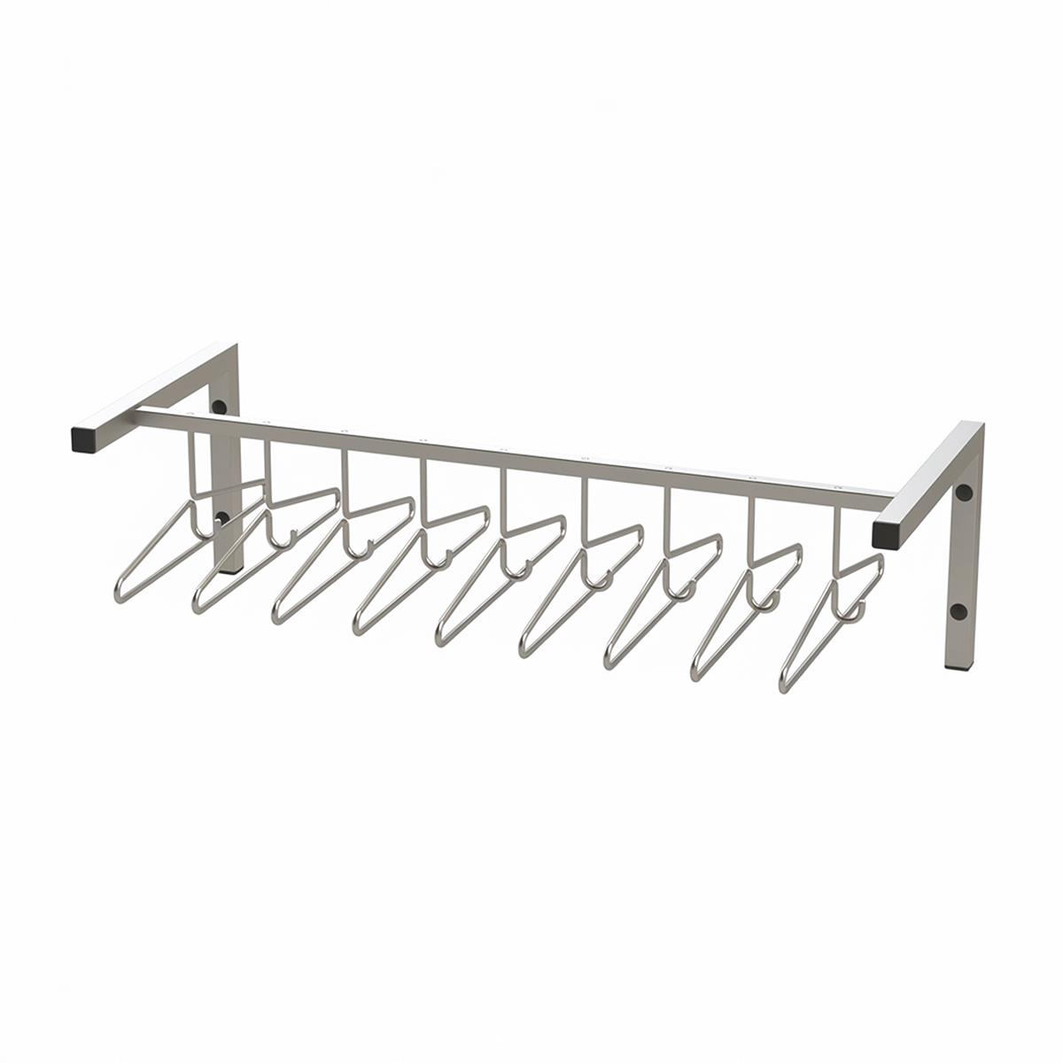 Labor-Wandgarderobe Edelstahl – mit 10 Kleiderbügeln