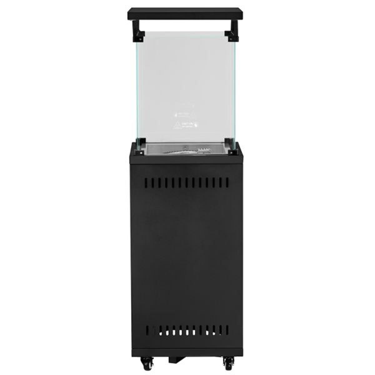 Gas-Terrassenfeuer quadratisch schwarz, 10,5 kW, mit Glas