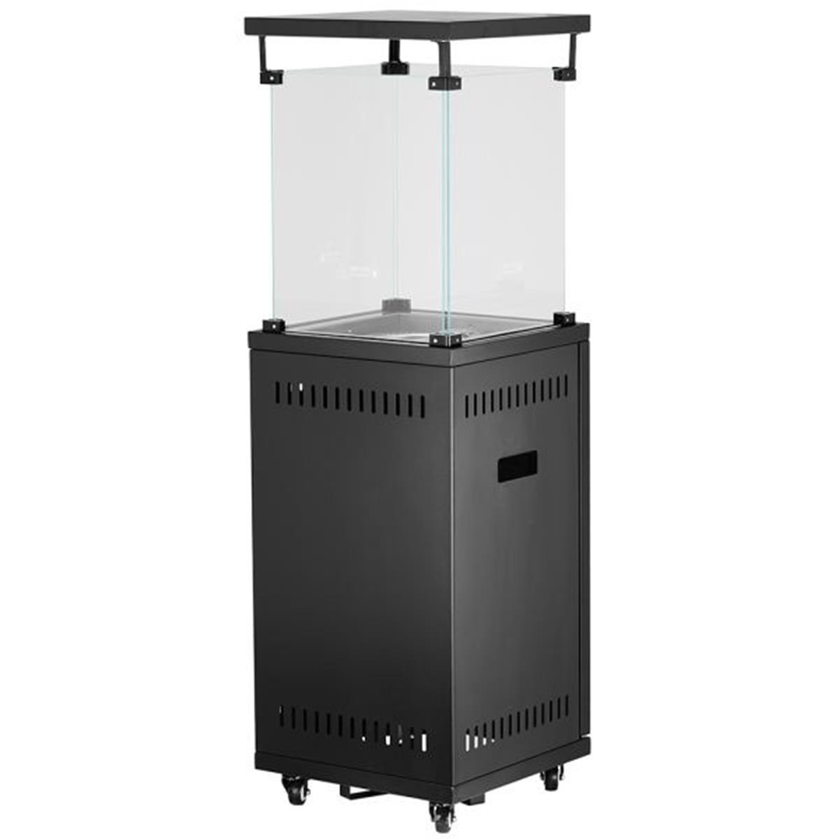 Gas-Terrassenfeuer quadratisch schwarz, 10,5 kW, mit Glas