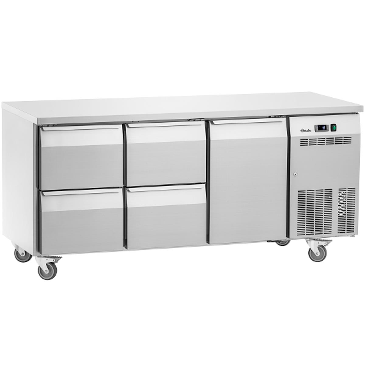 Kühltisch Easy S4T1-1501, 4 Schubladen + 1 Tür, 1800x700x850 mm, Edelstahl