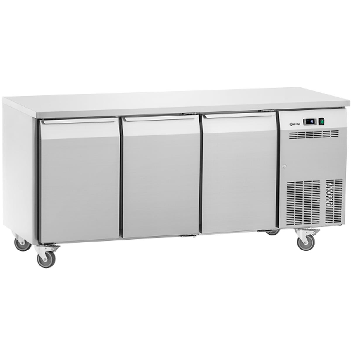 Kühltisch Easy T3, 3 Türen, 1800x700x850 mm, Umluftkühlung, Edelstahl, 0 bis 8 °C
