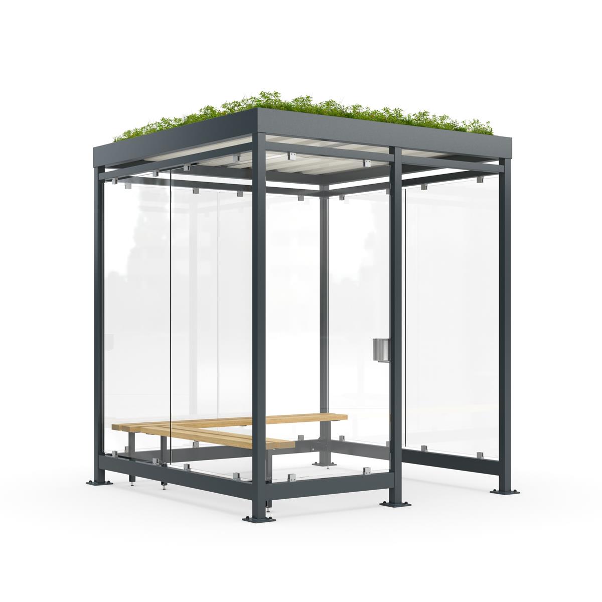 Raucherunterstand Set Black Edition, 2165 x 2165 x 2510 mm, mit Grünbedachung