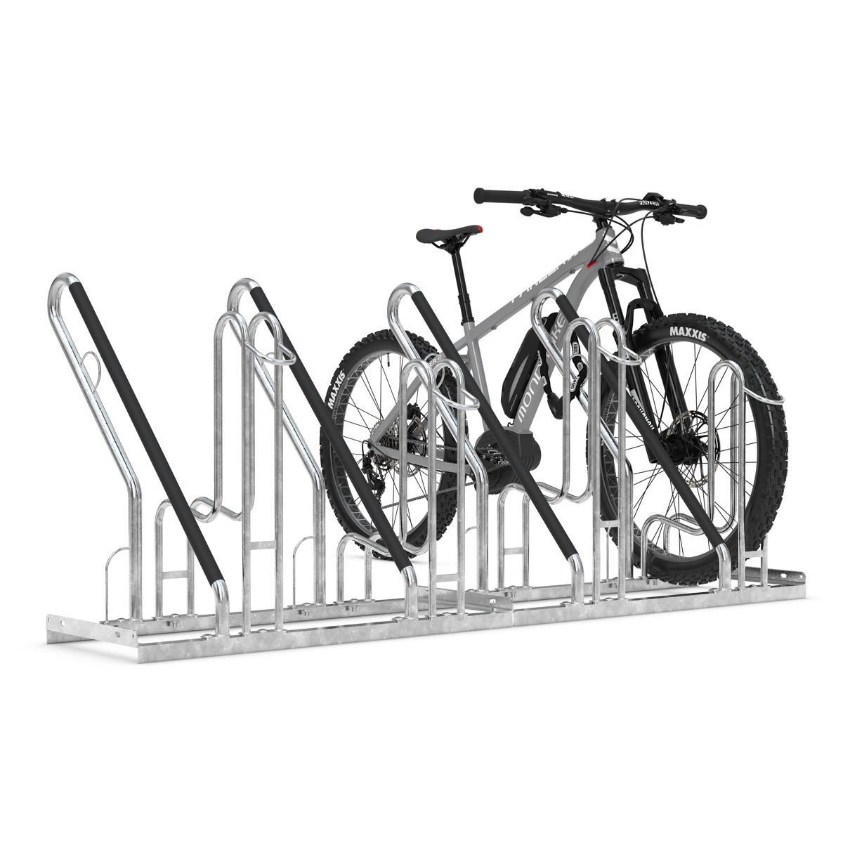 Fahrradständer 6 Einstellplätze silber/schwarz aus Stahl mit Anlehnparker