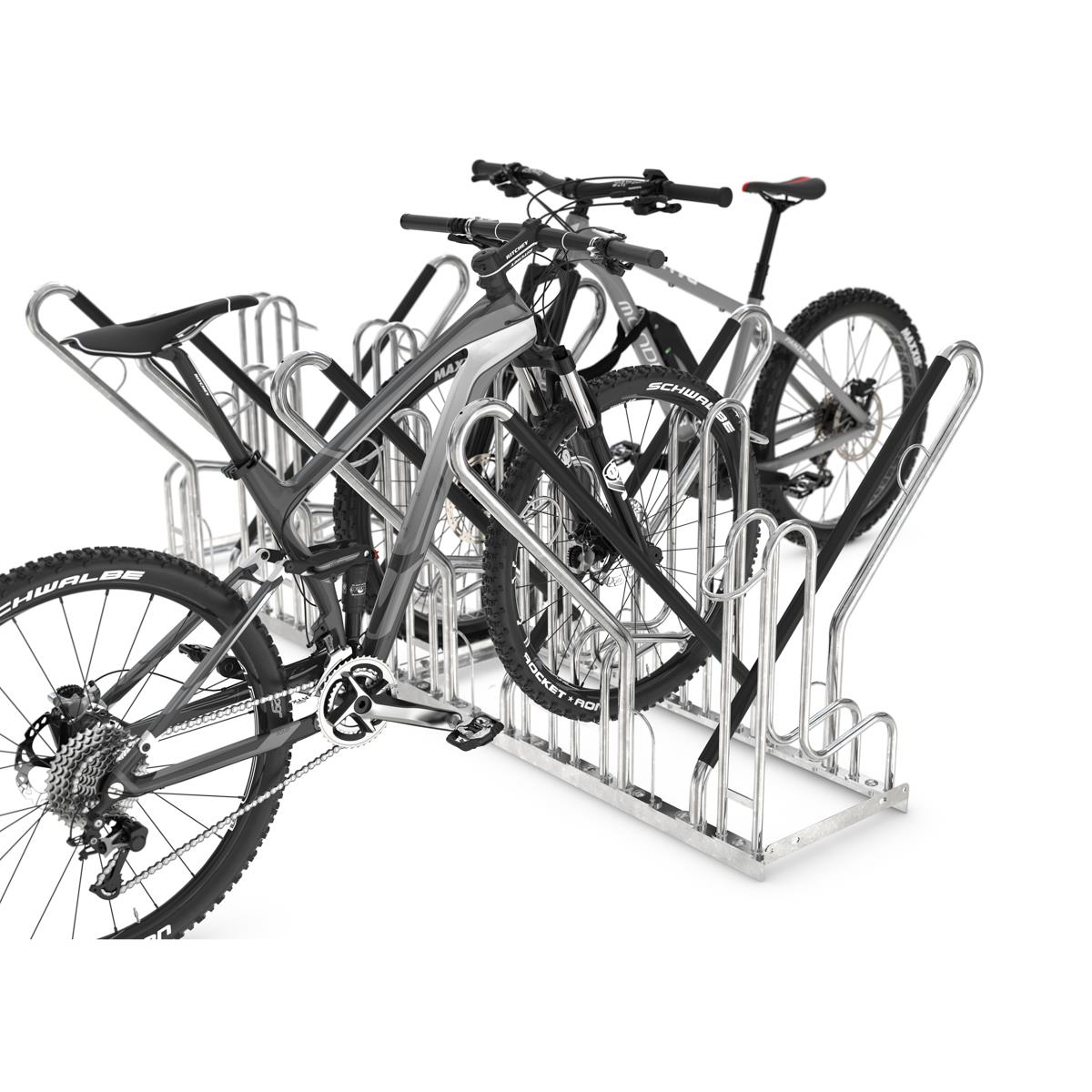 Fahrradständer 6 Einstellplätze silber/schwarz aus Stahl mit Anlehnparker