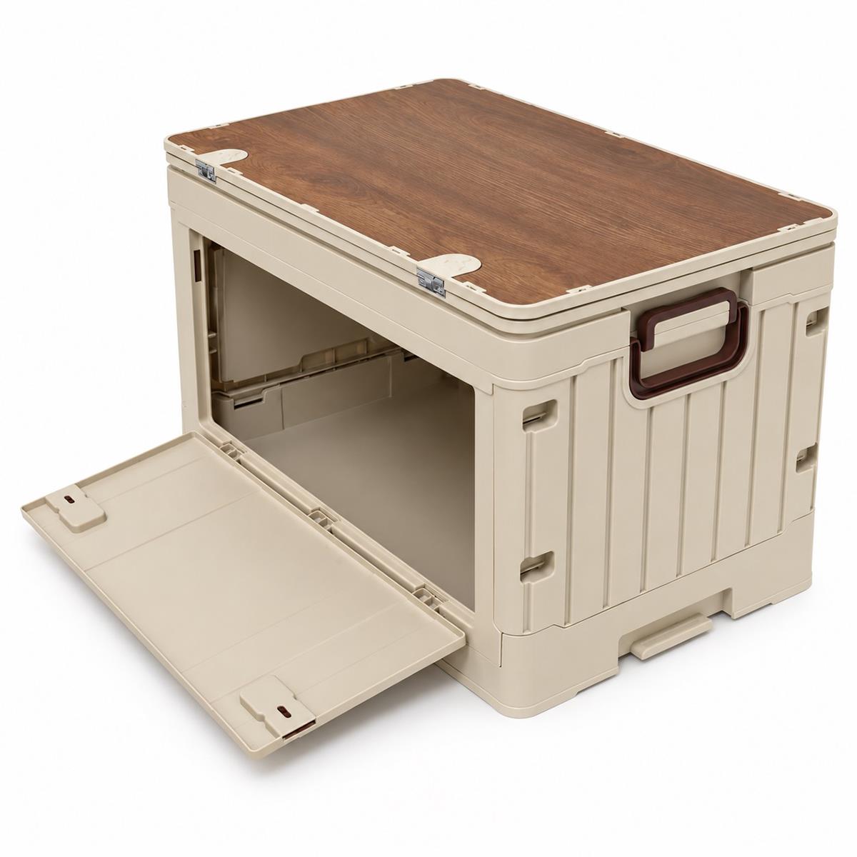 Campingbox faltbar ausziehbarer Klapptisch, beige – 45 l