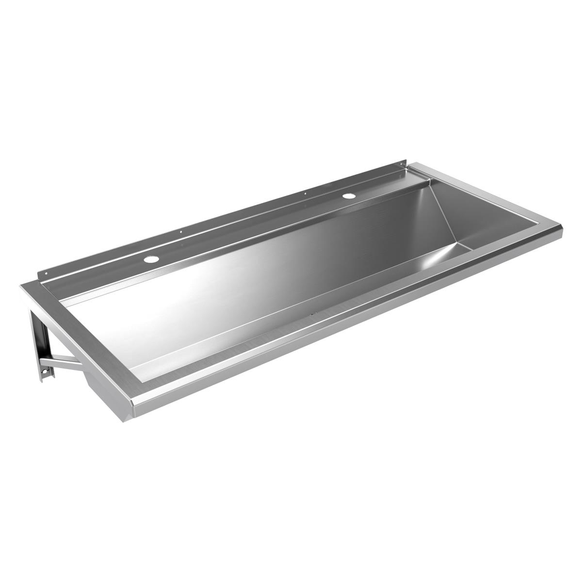 Wandhängende Waschrinne Edelstahl 1200 mm – 2 Waschplätze