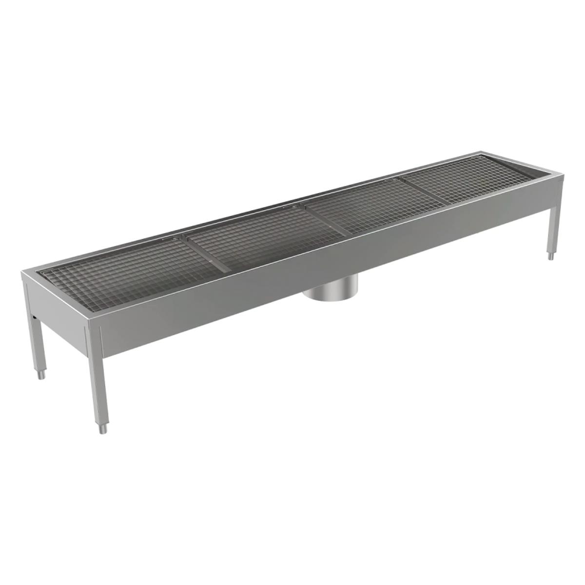 Schuhreinigungsanlage Edelstahl 2800 mm, 4 Reinigungsplätze