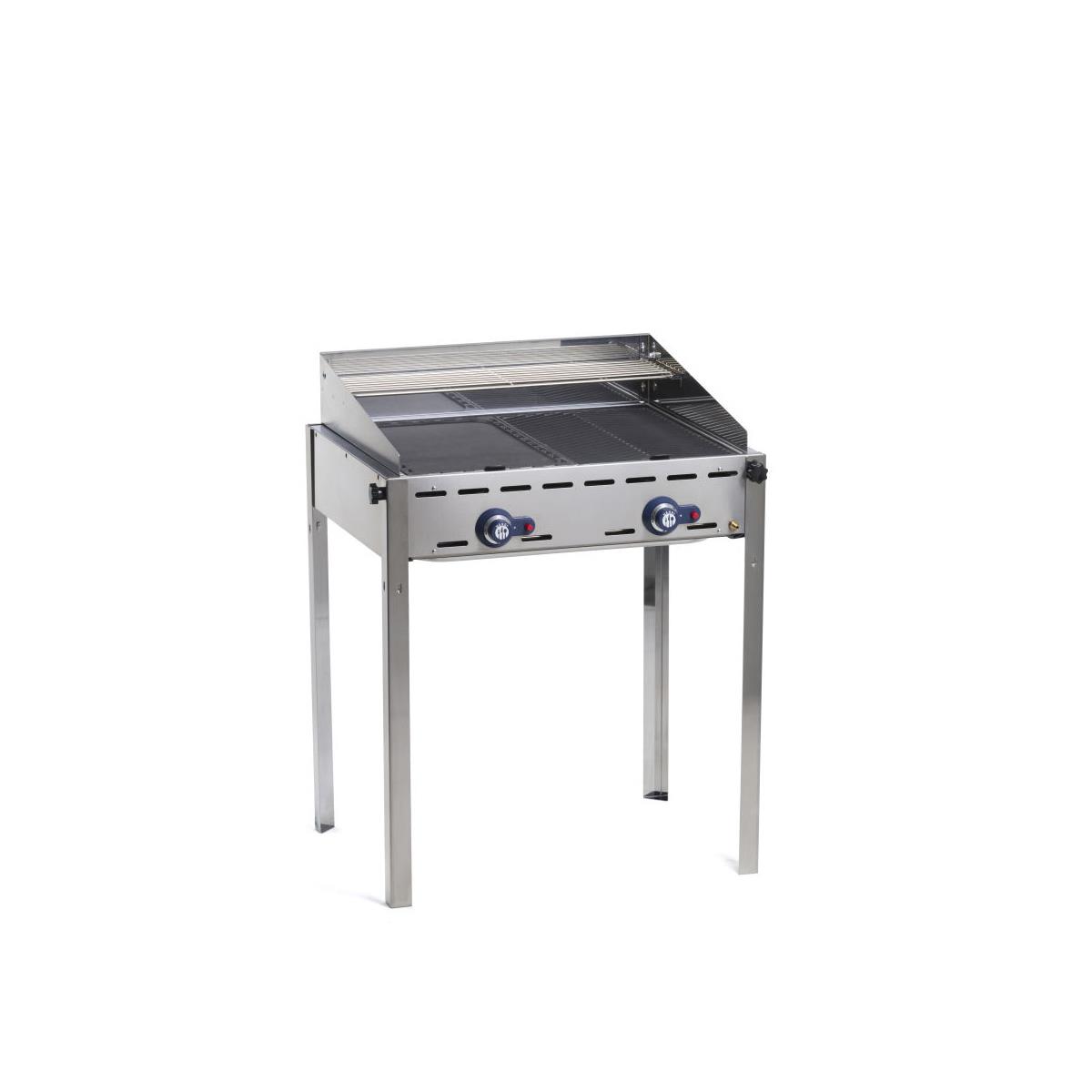 HENDI Grillsystem Green Fire 2 Brenner GN 1/1 mit Windfang Grillplatte Gusseisen 74 x 61 x 82,5 cm Edelstahl Gastro