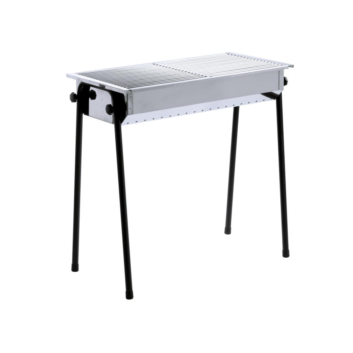 HENDI Edelstahlgrill Holzkohle 77 x 38 x 76 cm inl. 2 Roste je 34,5 x 34,5 cm abnehmbare Füße doppelter Boden, Gastro Holzkohlegrill