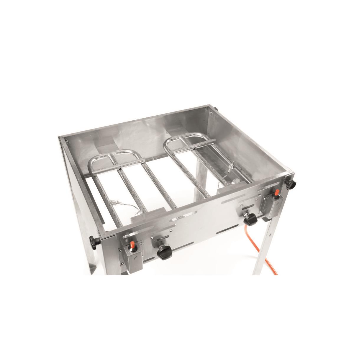 HENDI Gas Grill 65 x 54 x 84 cm inkl. Rost & Bratpfanne 0,430 m³/h elektronische Zündung , Gastro Edelstahl Propan Grill