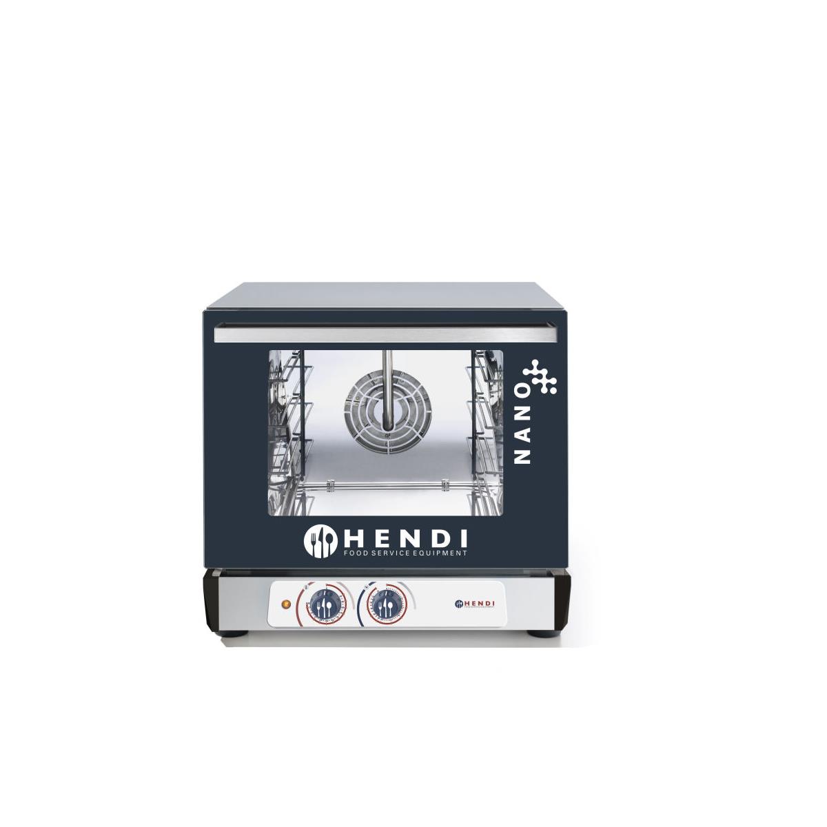 HENDI Heißluftofen Nano 56 x 60,3 x 53 cm Timer 260°C Glastür Edelstahl 4 Tabletts 45 x 34 cm, Gastro Backwaren Ofen