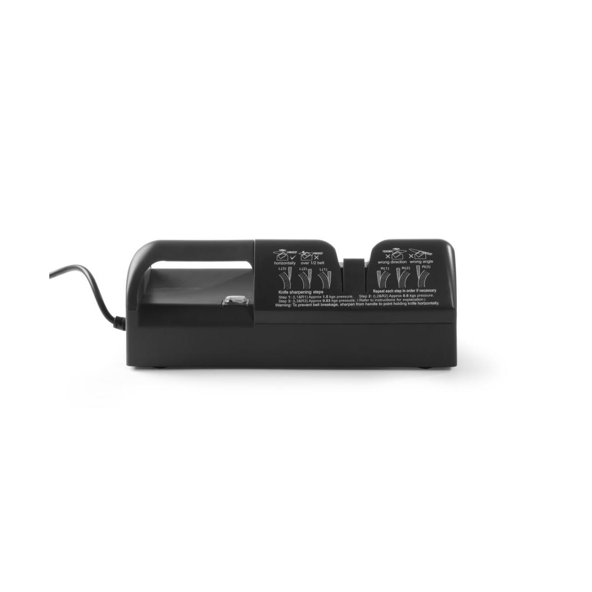 HENDI Messerschleifer elektrisch Sandpapier 29,5 x 11 x 11 cm 50 W für Fleisch-, Obst-, Gemüse Messer, Messerschärfer
