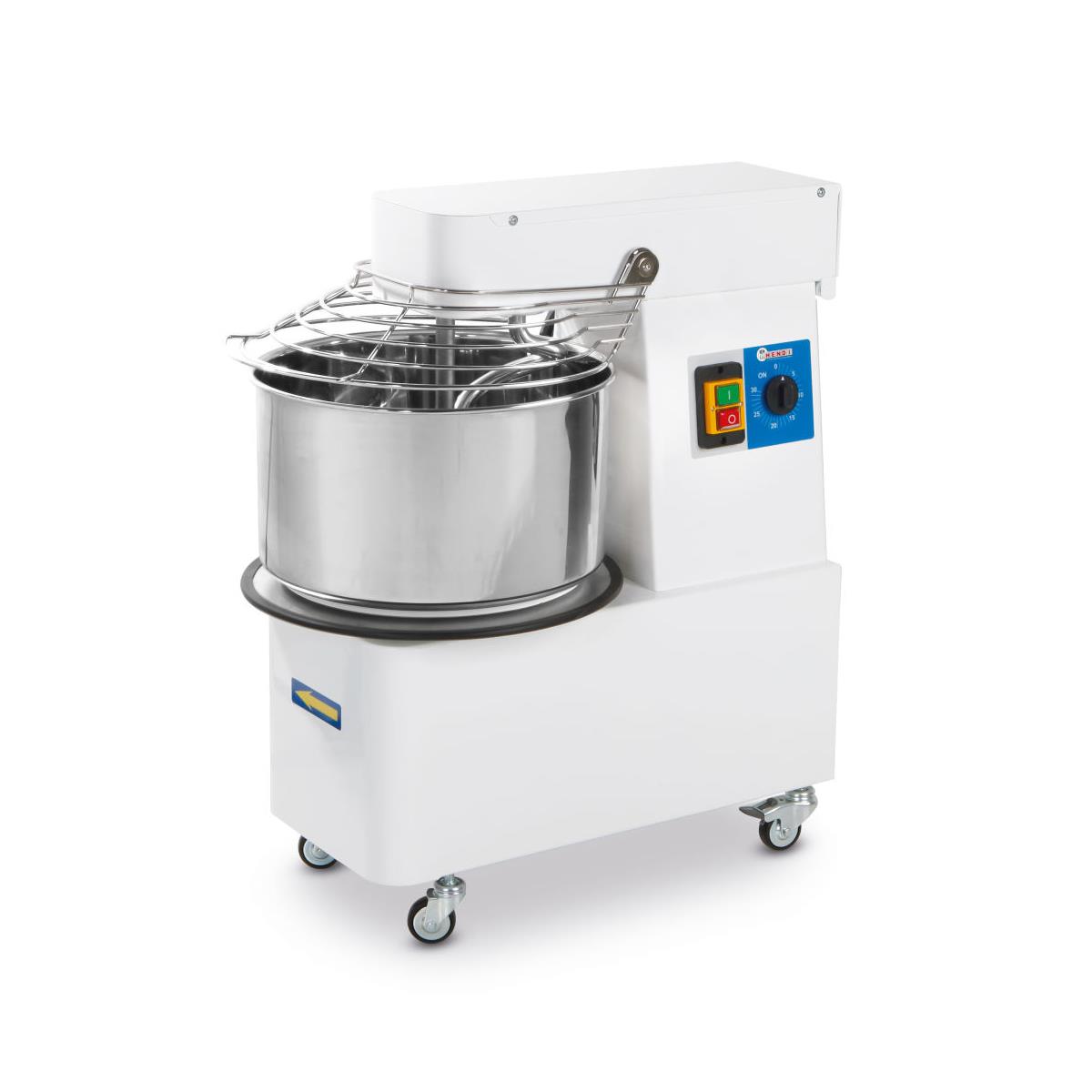 HENDI Spiralteigmaschine 20 l fest montierter Kopf, fixierte Schüssel mit Knethaken für 17 kg Teig, Gastro Spiralkneter Teigkneter