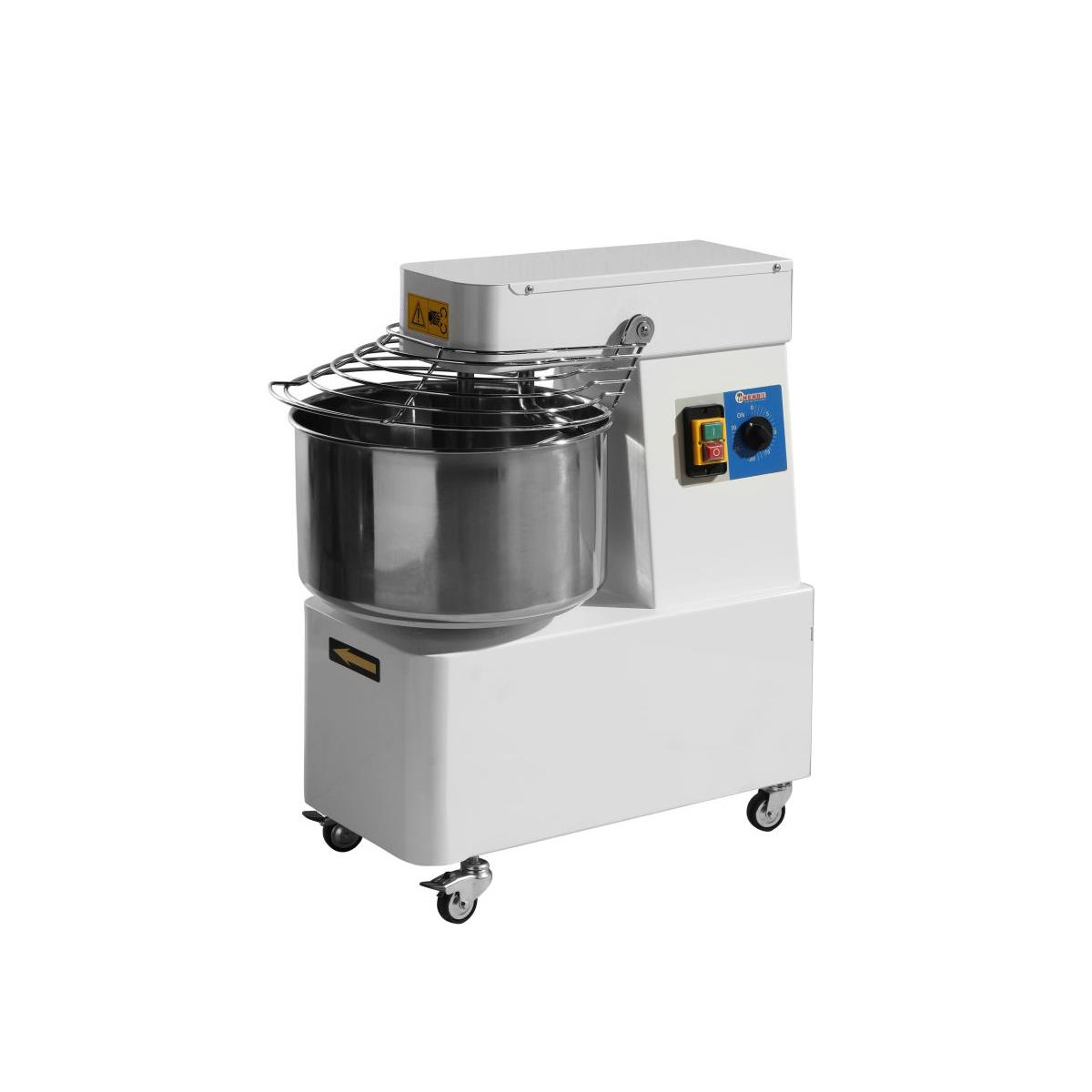 HENDI Spiralteigmaschine 32 l Kippbarer Kopf fixierte Schüssel mit Knethaken für 25 kg Teig, Gastro Spiralkneter Teigkneter