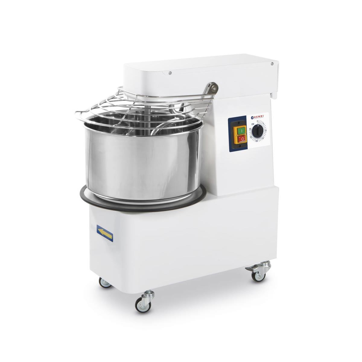HENDI Spiralteigmaschine 10 l fest montierter Kopf, fixierte Schüssel mit Knethaken für 8 kg Teig, Gastro Spiralkneter Teigkneter