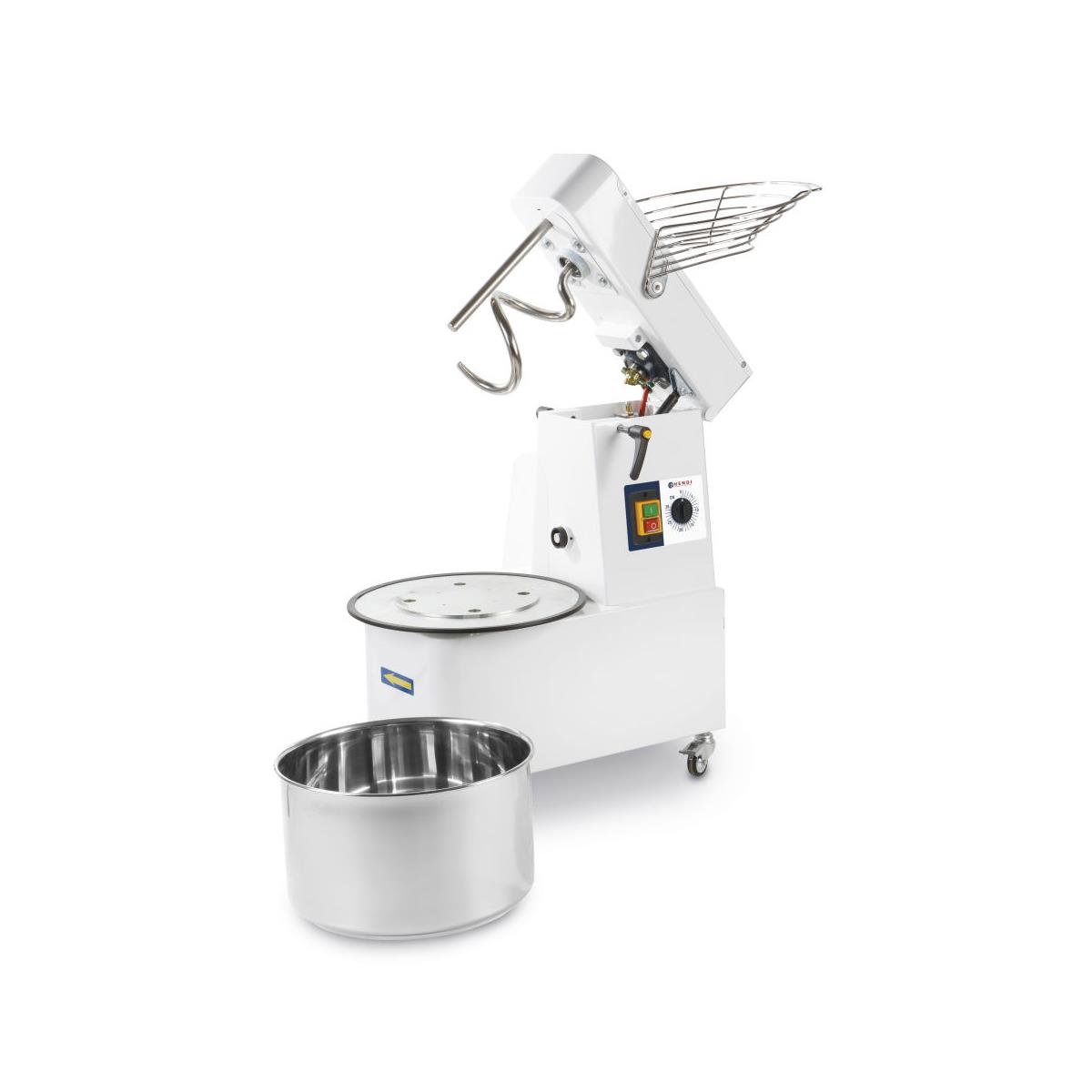 HENDI Spiralteigmaschine 10 l Kippbarer Kopf abnehmbare Schüssel mit Knethaken für 8 kg Teig, Gastro Spiralkneter Teigkneter