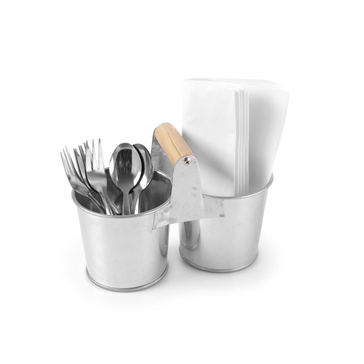 HENDI Eimer 2er Set 25 x 12,5 x 10,5 cm Stahlblech verzinkt Holzgriff