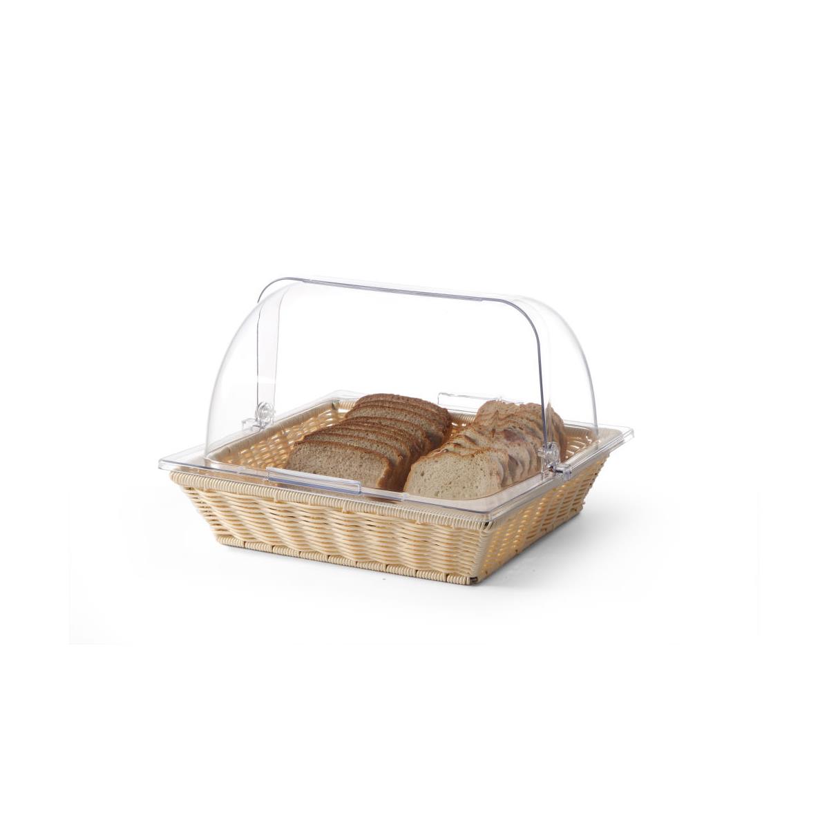 HENDI Brotkorb mit Rolltop-Haube 36,5 x 33,5 x 24,5 cm Polycarbonat Bambuskorb Optik, Gastro Buffet Brotkorb