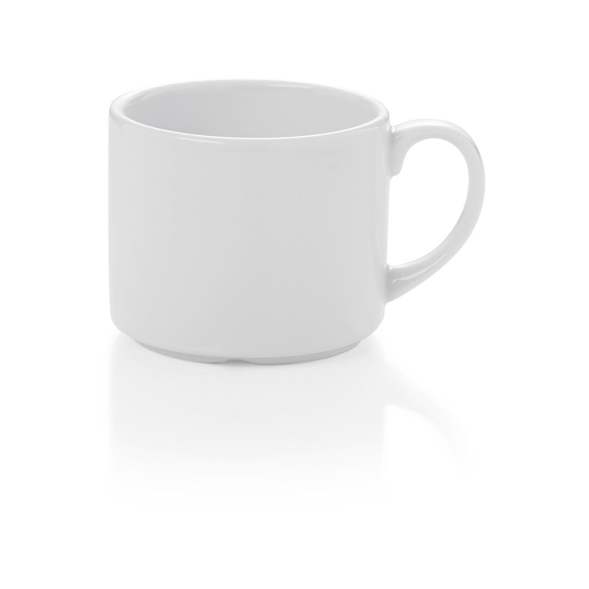 Becher aus Porzellan, 6 Stück, 300 ml, weiß, mit Henkel, Ø 8,5 cm, Serie Hamburg spülmaschinenfest