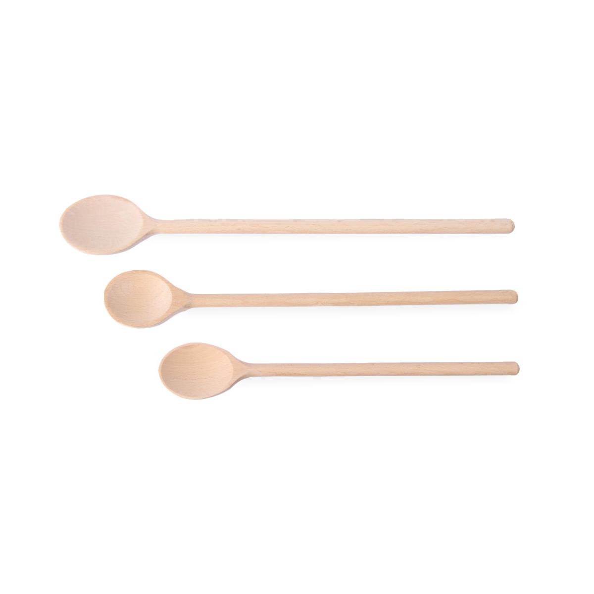 HENDI Kochlöffel Holz 3 Stk. 30 cm / 35 cm / 40 cm, Holzkochlöffel 3er Set