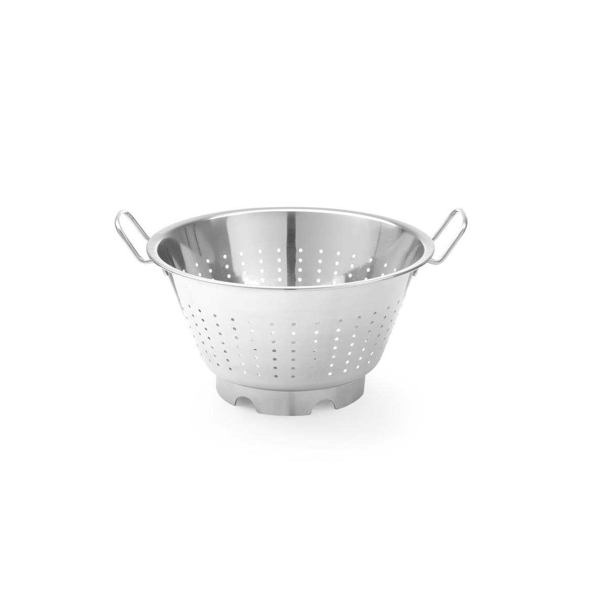 HENDI Seiher Edelstahl ø 41,5 x 21 cm mit Standfuß 2x genietete Griffe, Gastro Edelstahl Sieb