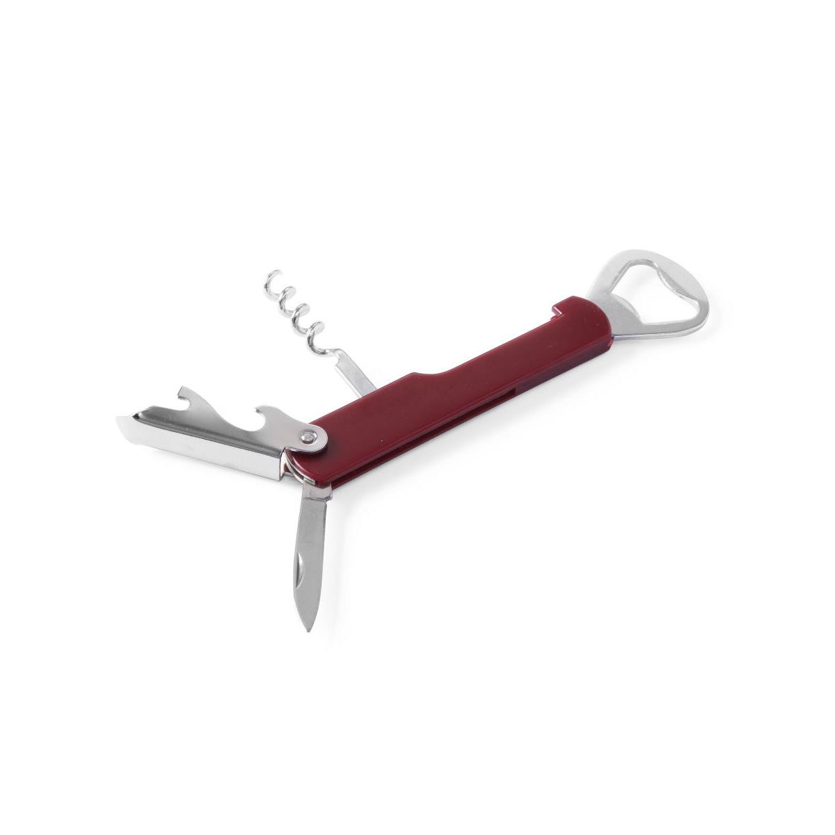 HENDI Kellnerkorkenzieher 14 cm 4 Funktionen mit Kapselheber Chrom Kunststoffgriff, Kellnermesser