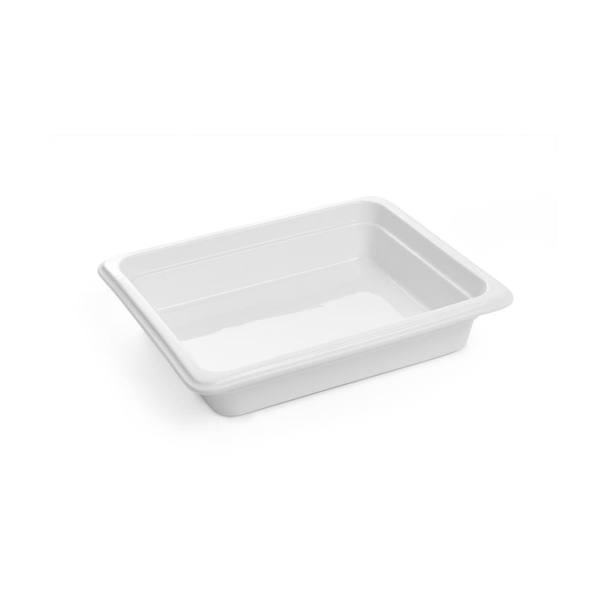 HENDI GN Behälter 1/2 Porzellan weiß 325 x 265 x 65 mm temperaturbeständig stapelbar, Gastronormbehälter Porzellan