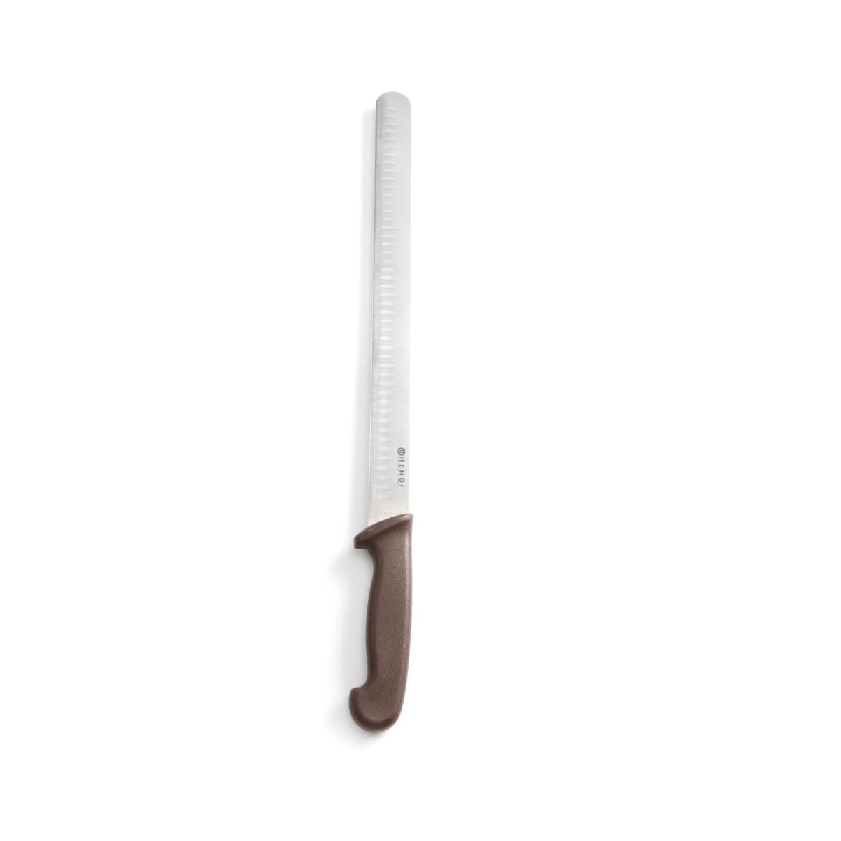 HENDI Lachsmesser 49 cm Klingenlänge: 35 cm Edelstahl Stärke: 1,7 mm Kunststoffgriff braun, Schinkenmesser, Dönermesser