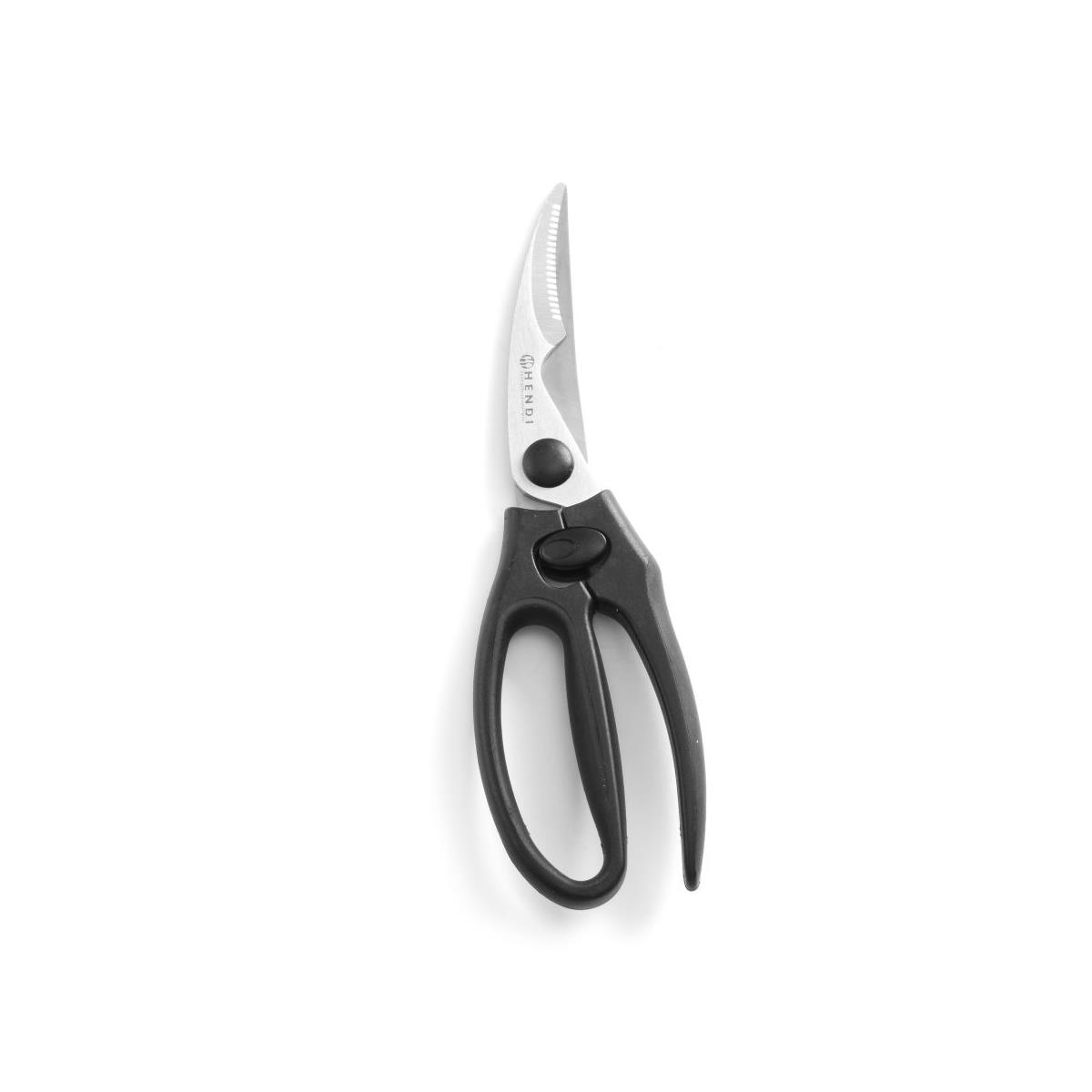 HENDI Geflügelschere 24 cm Edelstahl Karbonstahl Kunststoffgriff, Hähnchenschere, Fleischschere