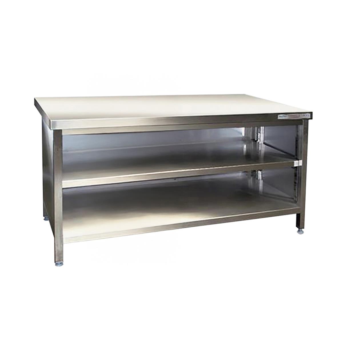 Edelstahl Arbeitsschrank 190 x 70 x 85/90 cm Premium - mit Aufkantung, Zwischenboden, schalldämmend - Gastro Arbeitsschrank kaufen