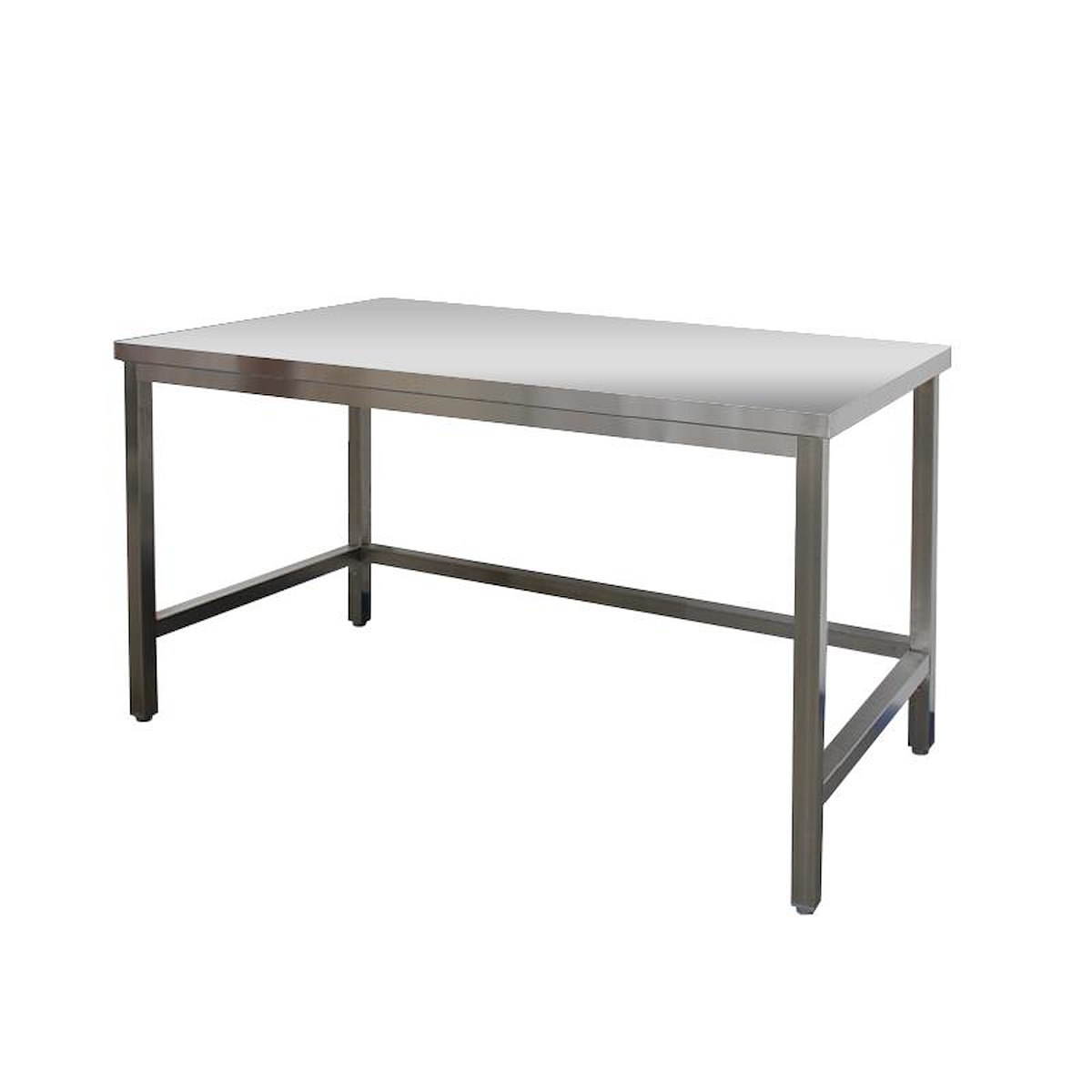 Edelstahl Arbeitstisch 220 x 60 cm Spanplatte unterfüttert mit u. ohne Aufkantung Gastro Edelstahlmöbel höhenverstellbar
