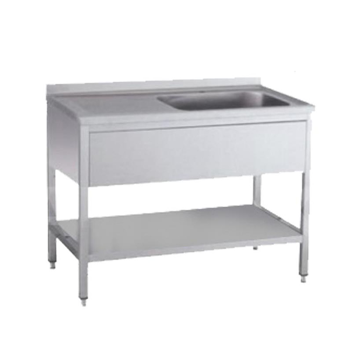 Edelstahl Spültisch 120 x 60 x 85/90 cm Premium 1 Becken links, opt. mit Grundboden, Aufkantung - Gastro Spültisch kaufen