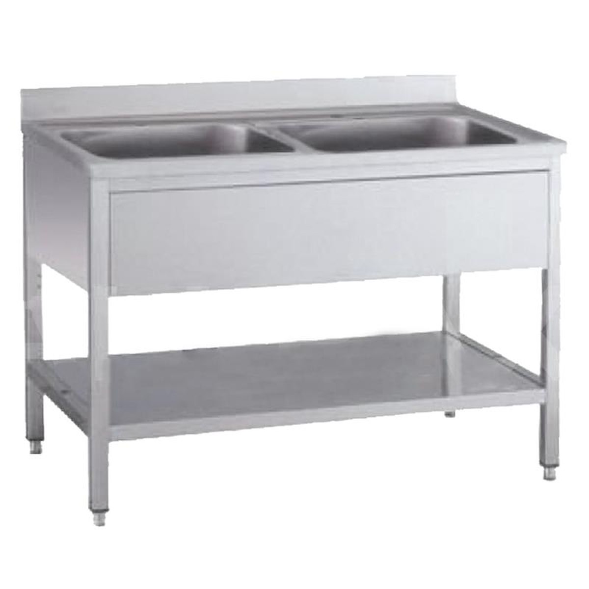 Edelstahl Spültisch, 2 Becken