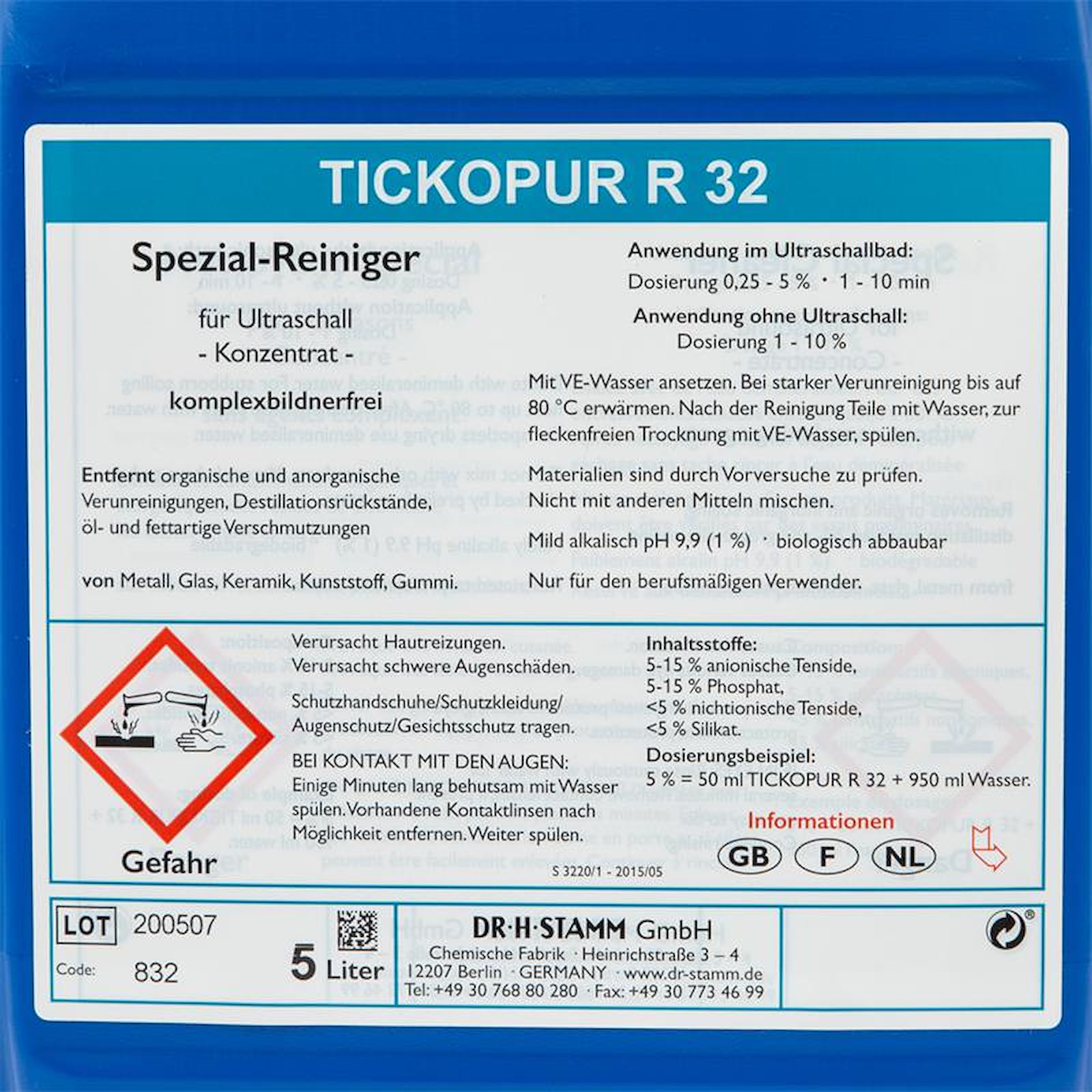 TICKOPUR R 32 Etikett
