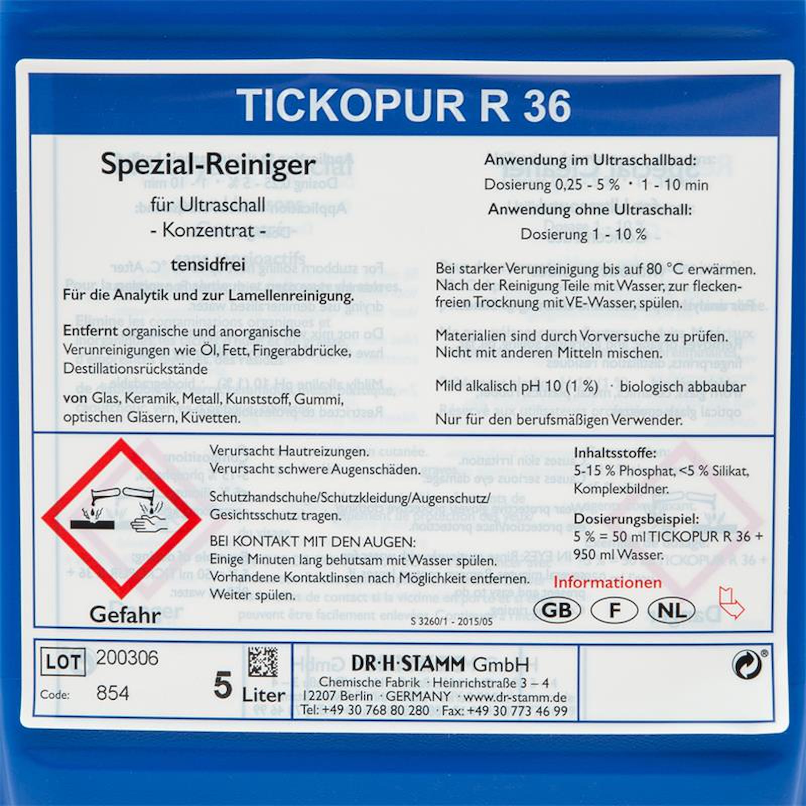 TICKOPUR R 36 Etikett