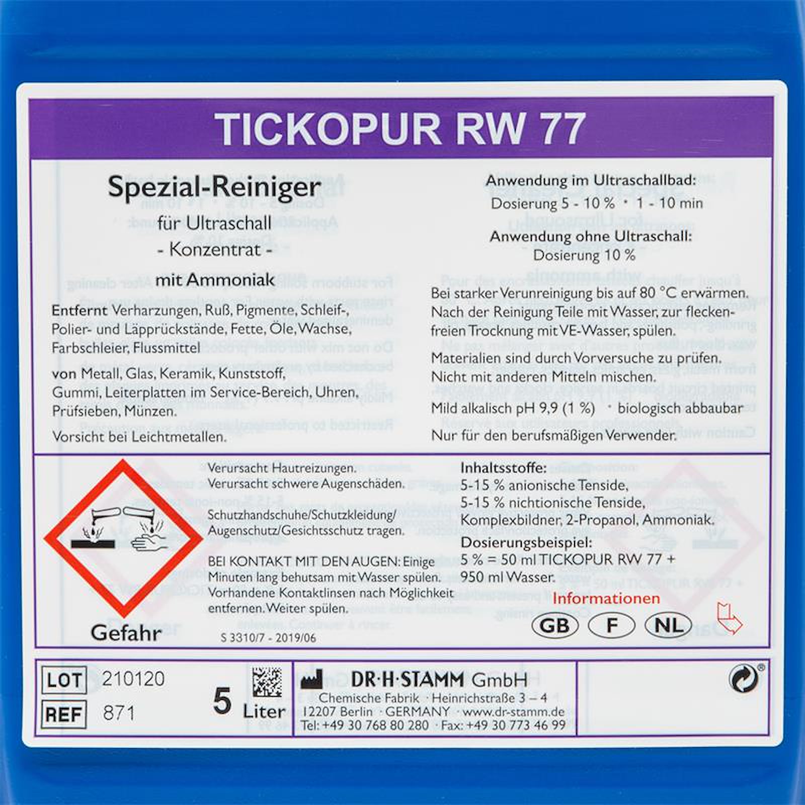 TICKOPUR RW 77 Etikett