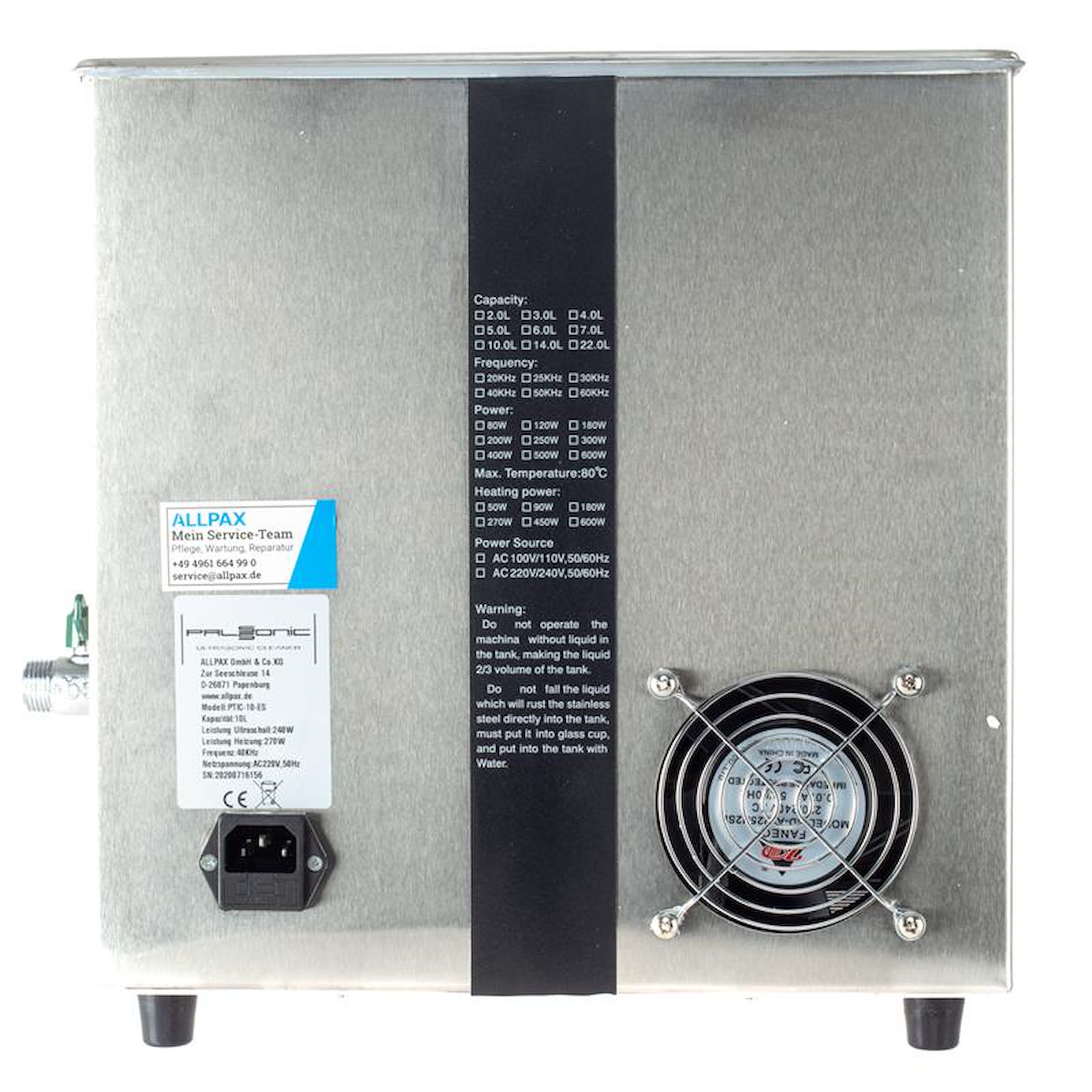 Ultraschallreiniger Rückseite