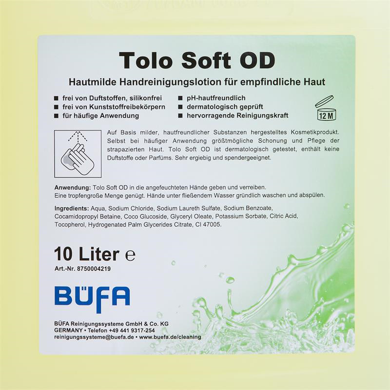 Etikett Flüssige Handseife Tolo-Soft OD