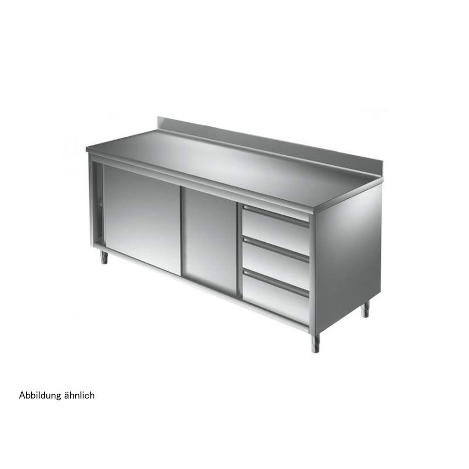 Arbeitsschrank 1000 x 600 mm - mit Flügeltür, 3 Schubladen