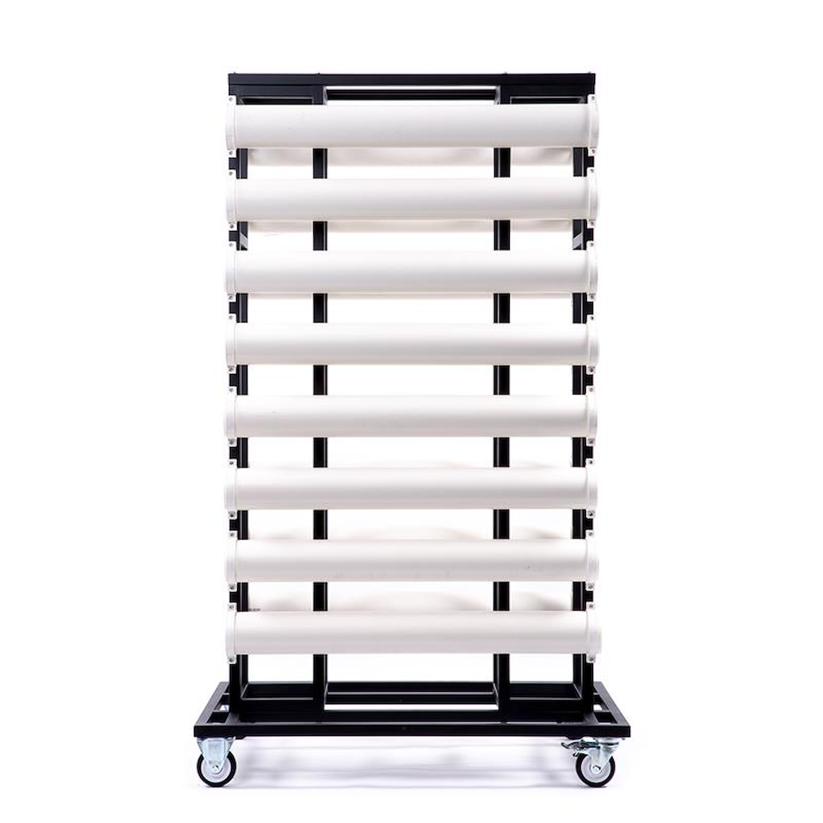 Transportwagen mit PVC Rohren für 16 AbsperrständerTransportwagen mit PVC Rohren für 16 Absperrständer