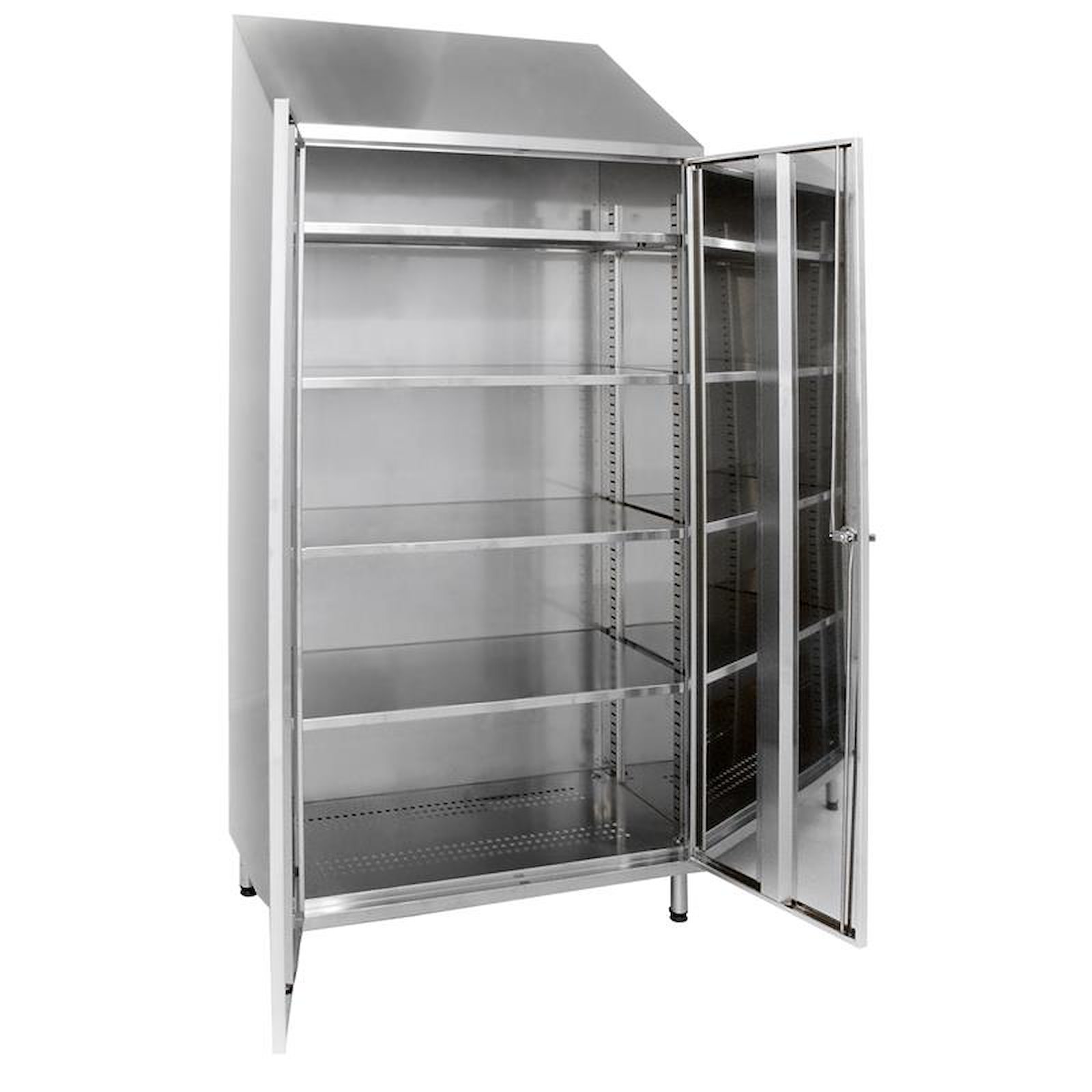Edelstahlschrank geöffnet