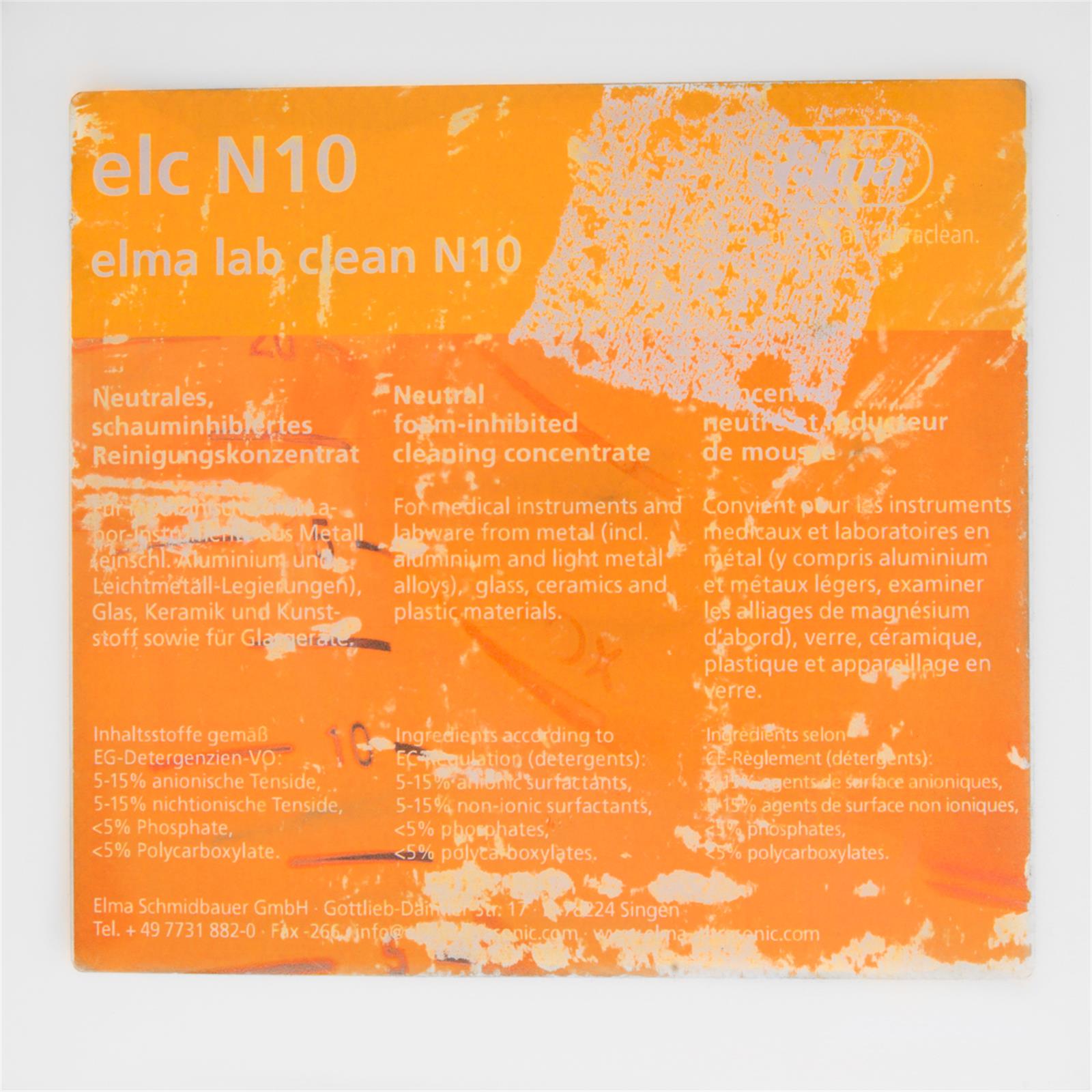elma lab clean N10  Etikett Vorderseite