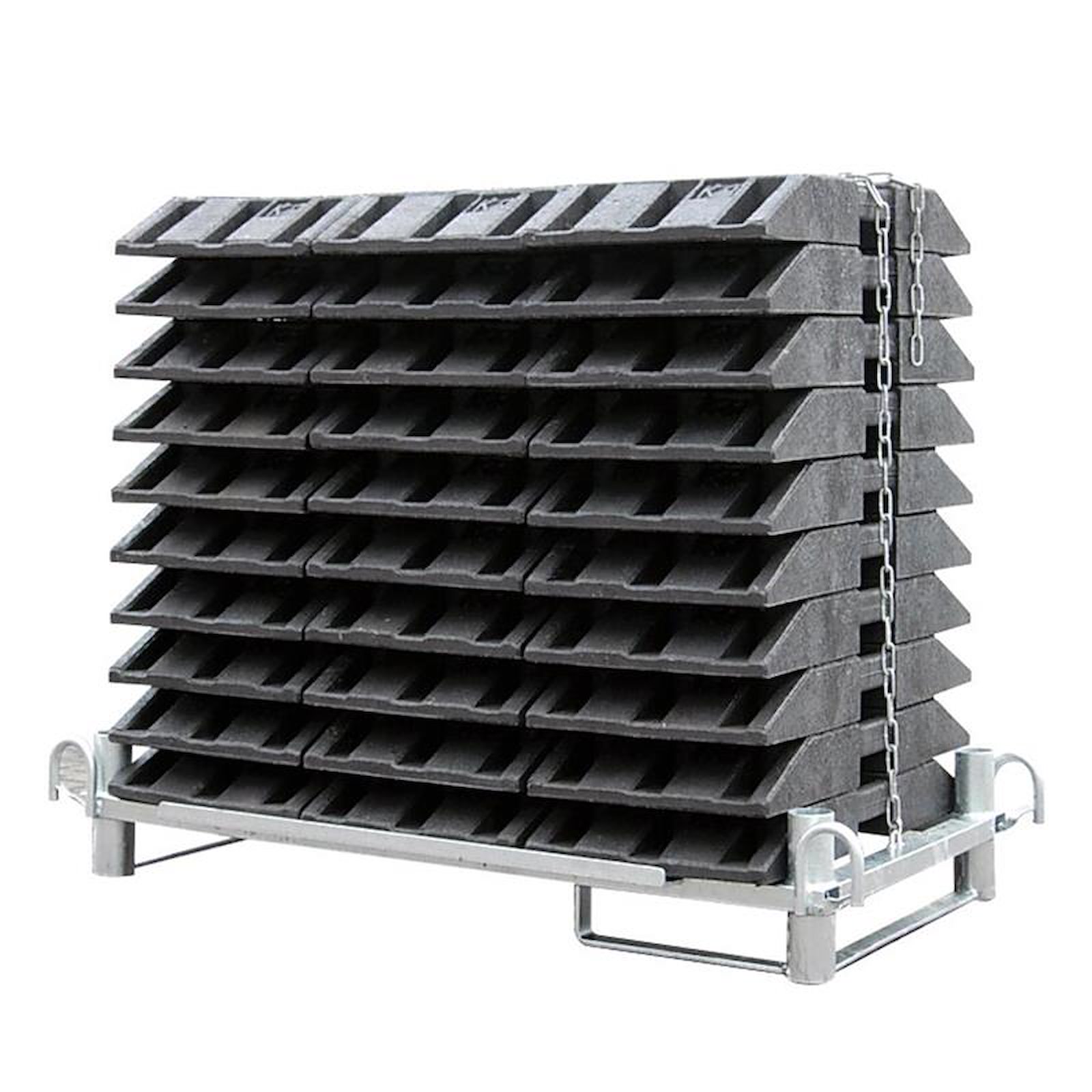 Transportpalette für 30 Fußplatten