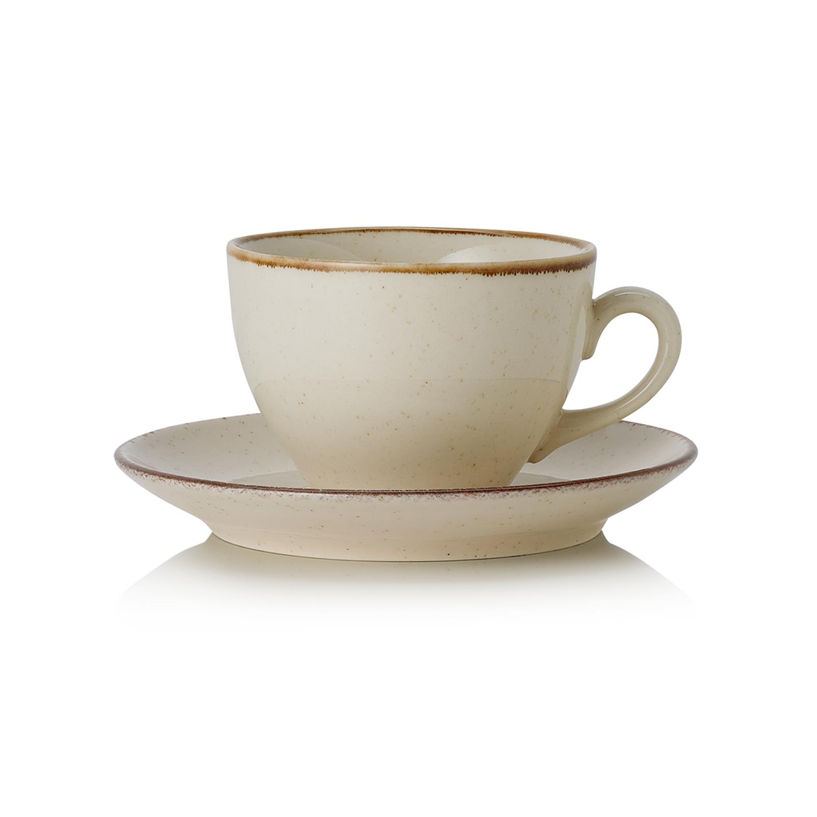 Kaffeetassen mit Unterteller Set 220 ml, beige