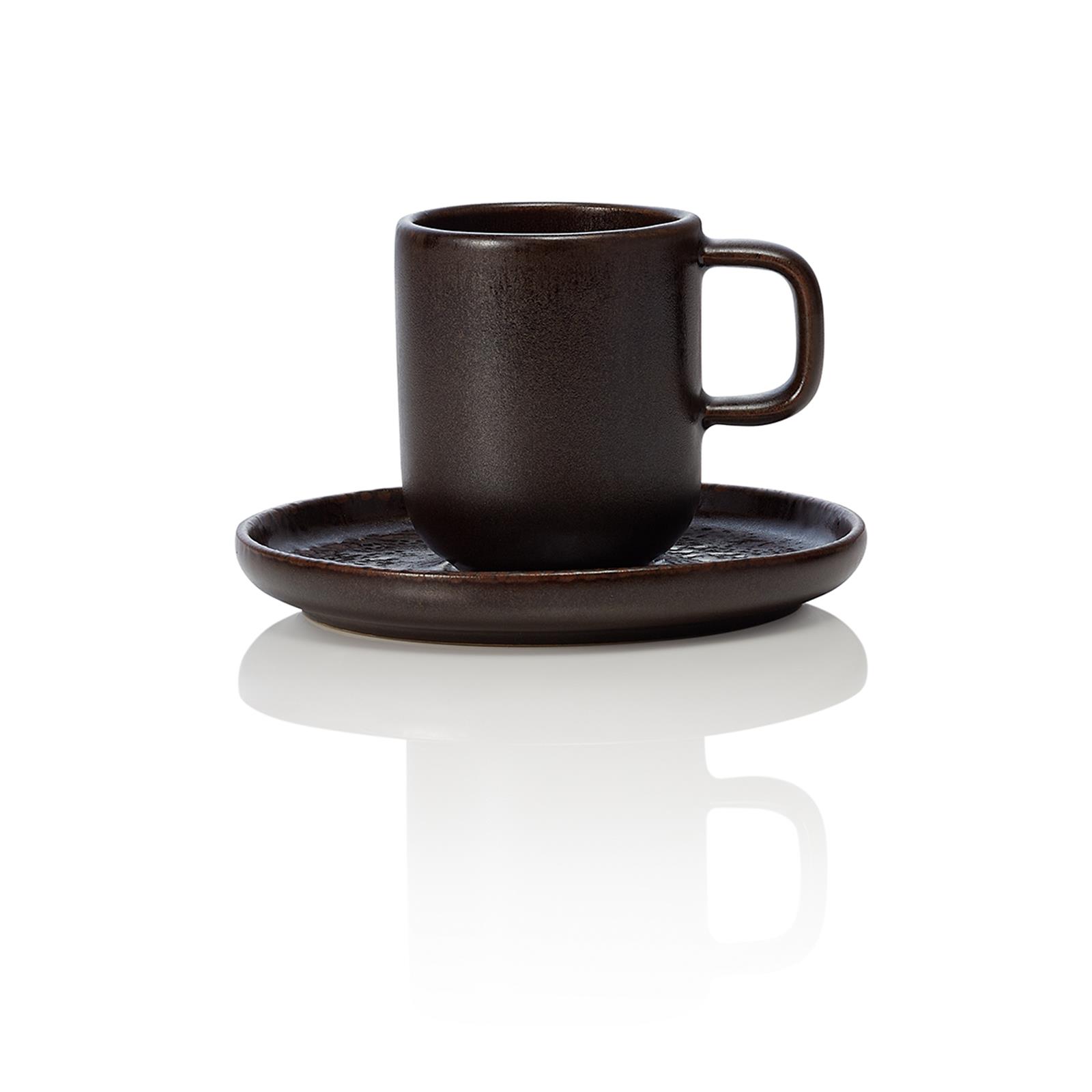 Ober- und Untertasse Metallic Brown