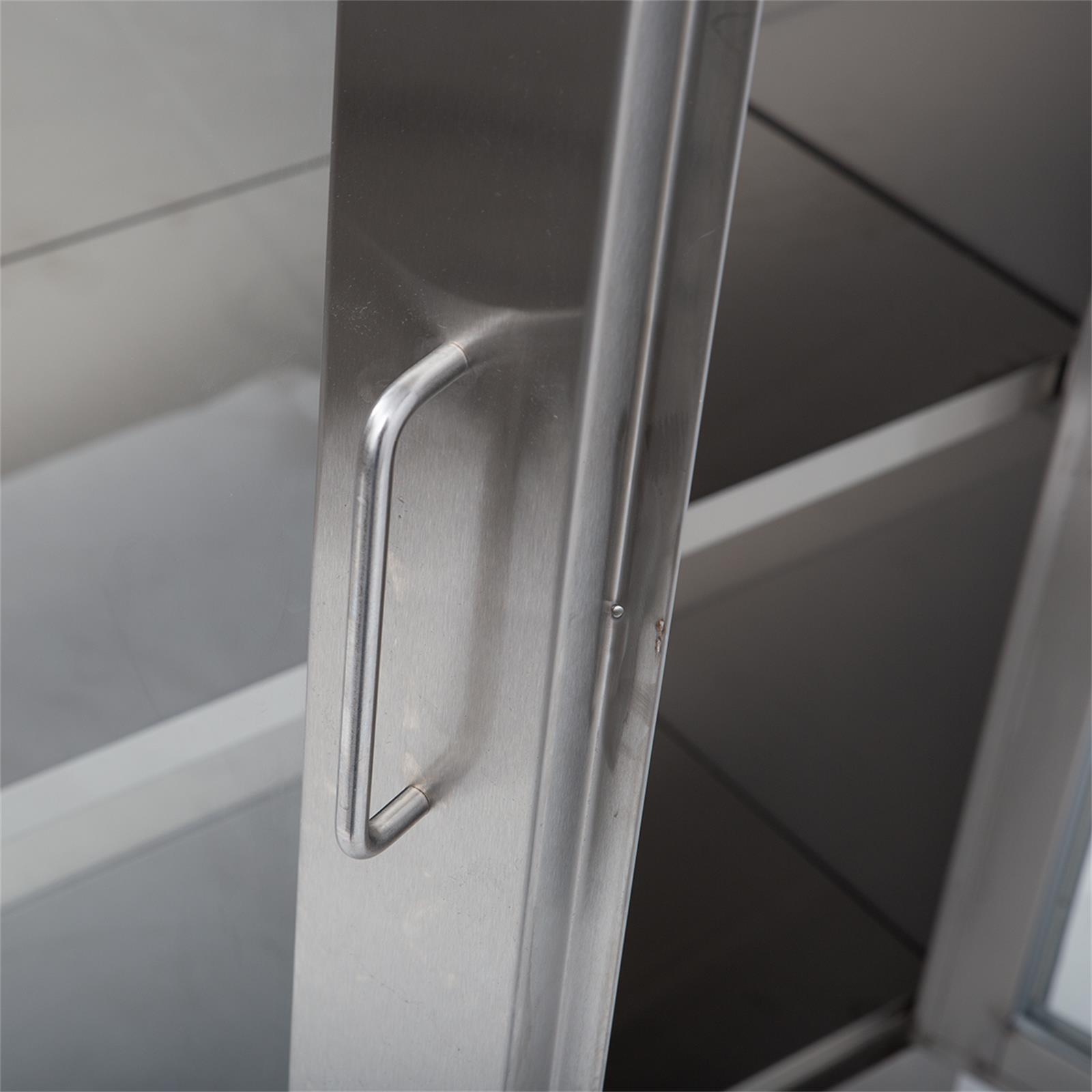 Edelstahl Hochschrank mit Glastüren, 90 x 180 cm