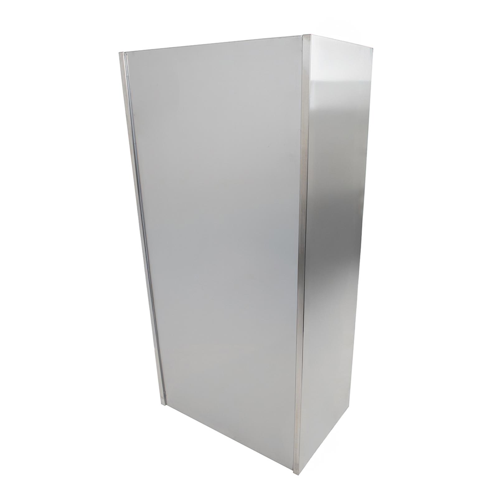 Edelstahlschrank mit Glastüren, Schubladen + Unterschrank, 90 x 180 cm