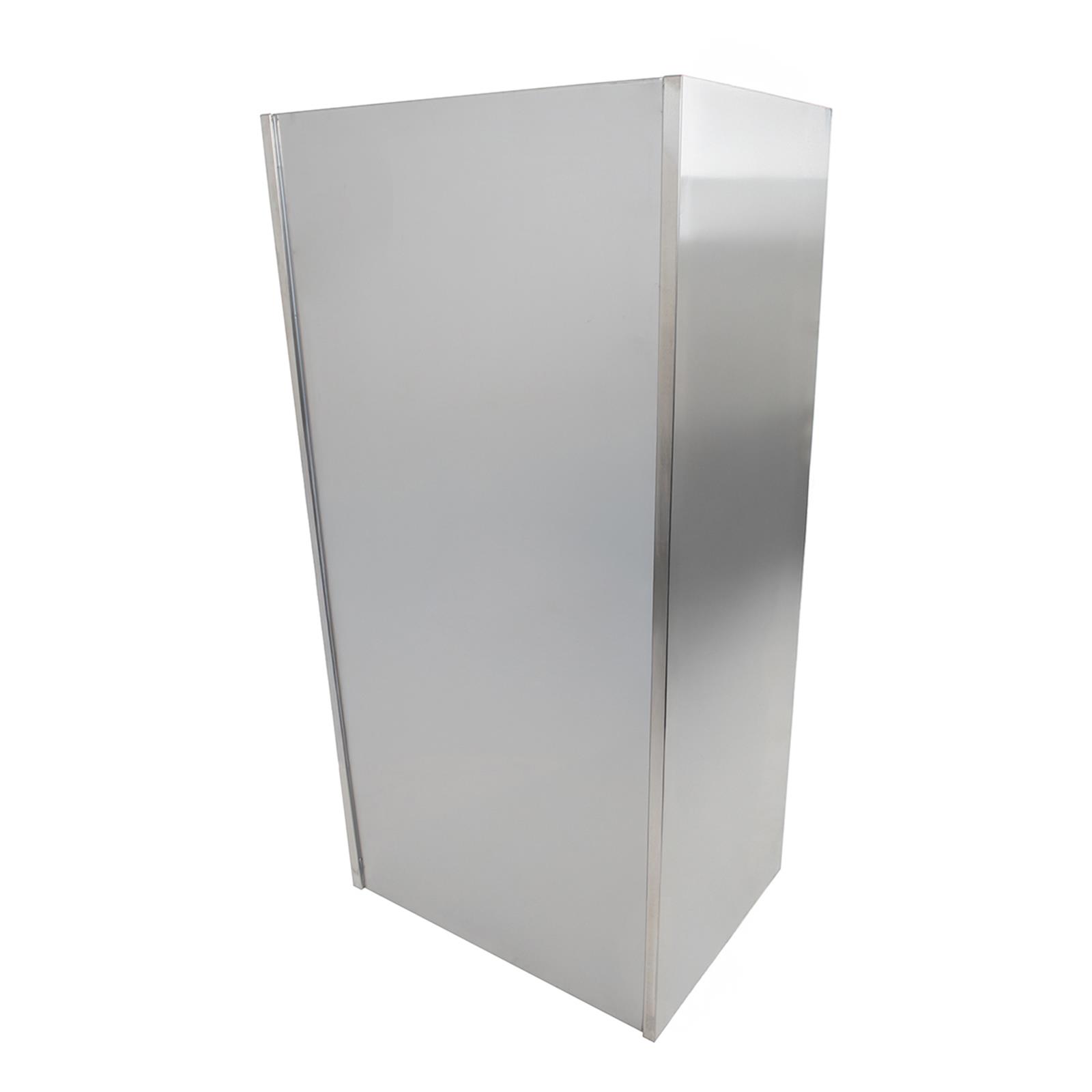 Edelstahlschrank mit Glastüren, Schubladen + Unterschrank, 90 x 180 cm