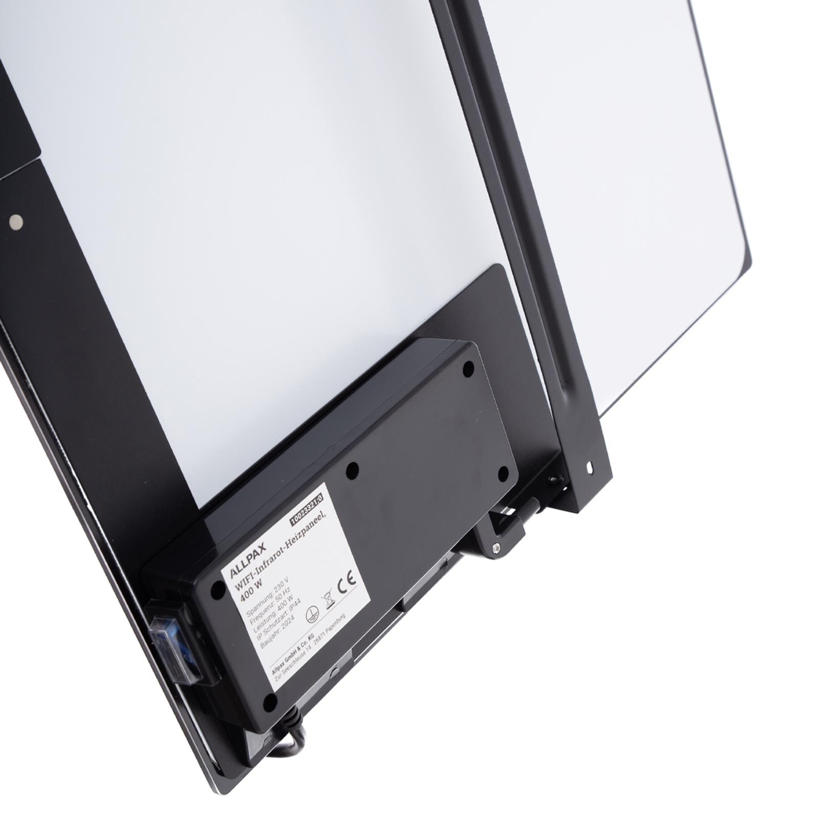 schwarze WIFI Infrarotheizung mit Handtuchhalter 400W