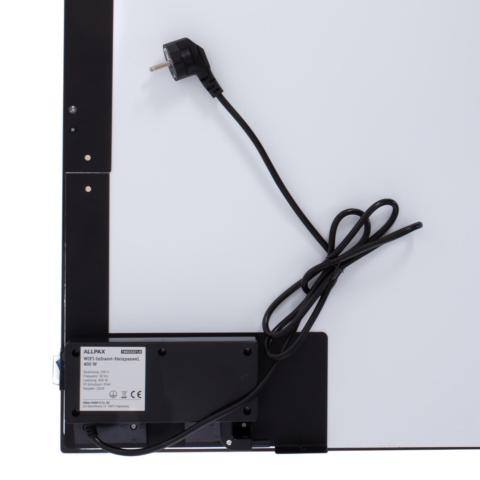 schwarze WIFI Infrarotheizung mit Handtuchhalter 800W